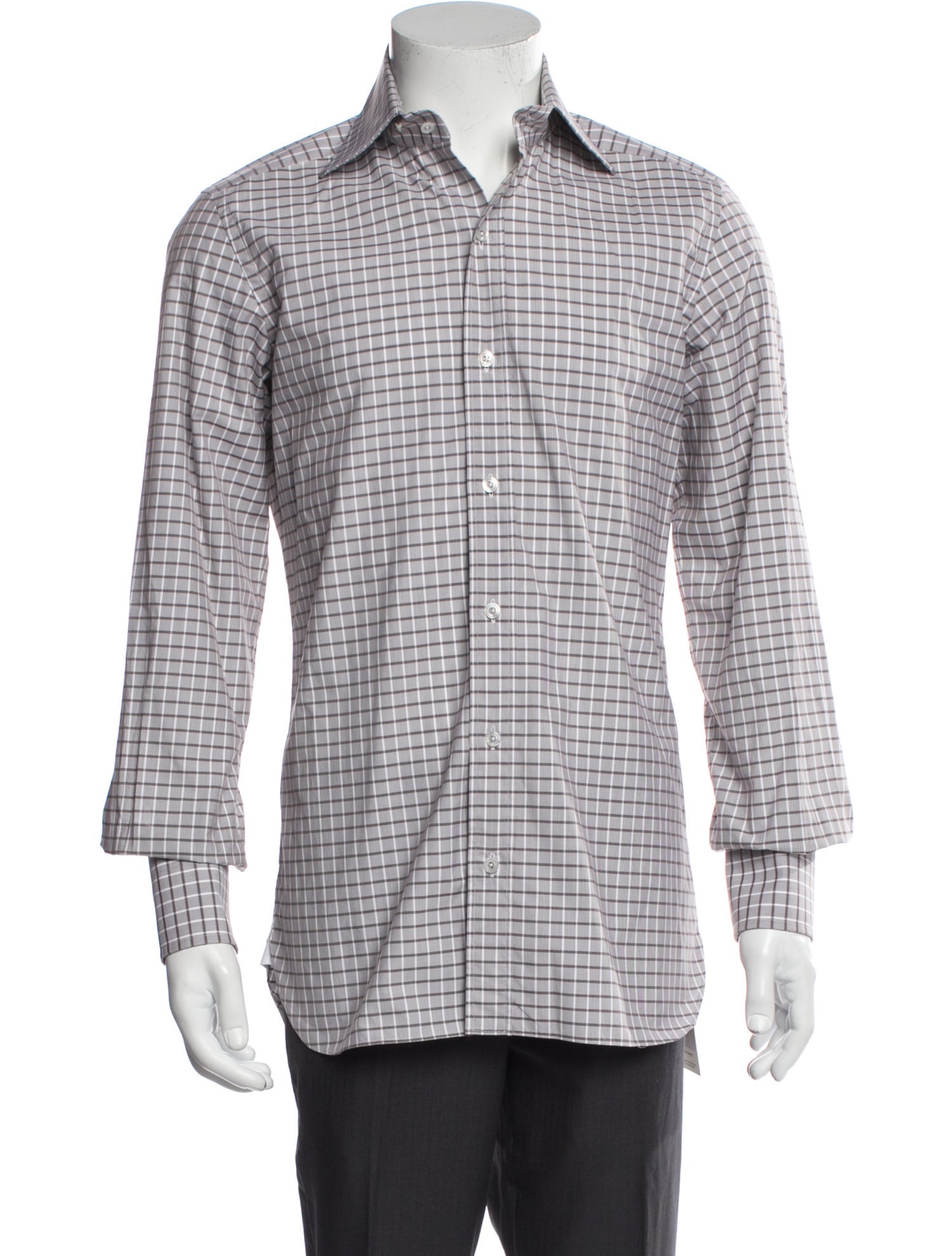 Tom Ford Plaid Print Long Sleeve Dress Shirt
