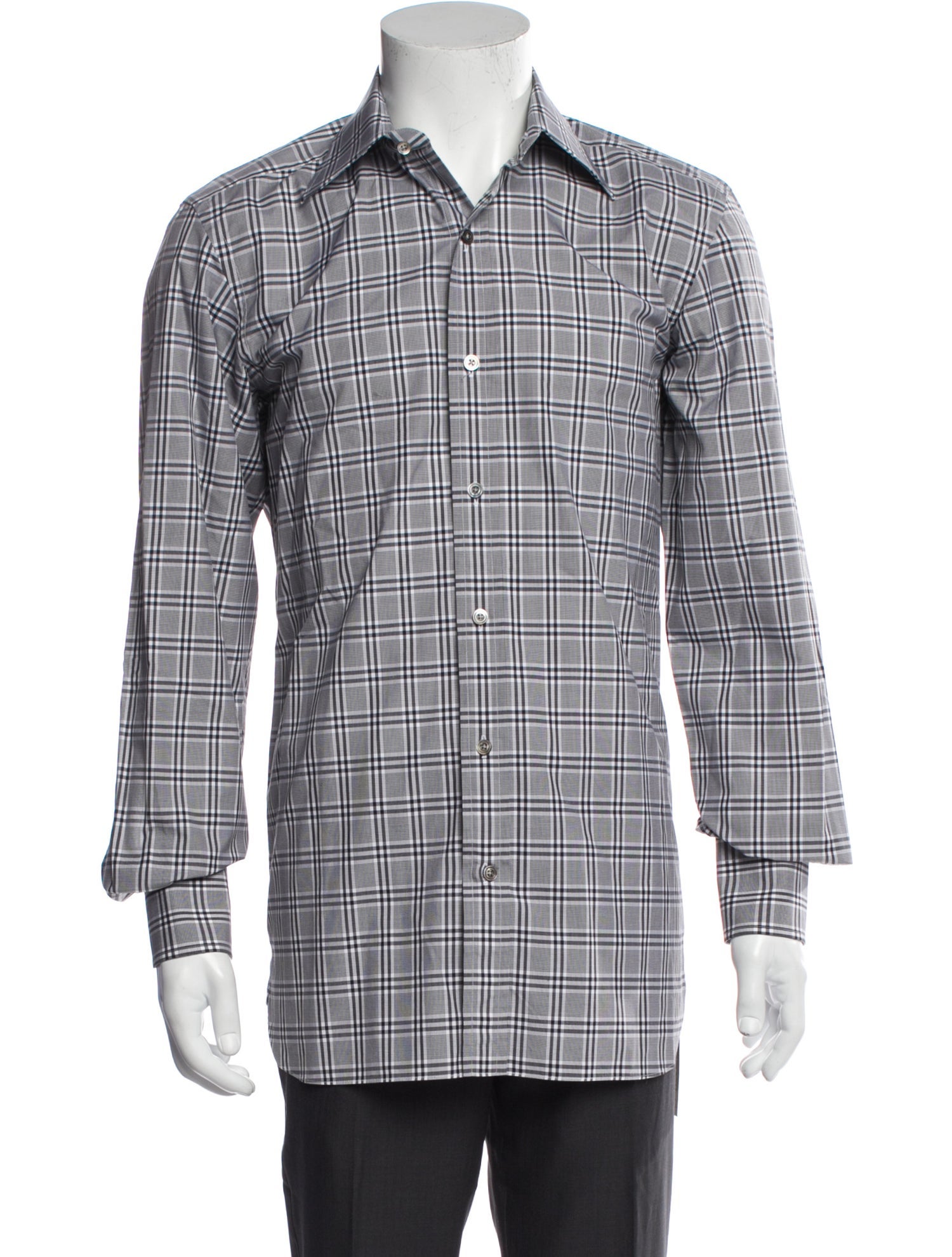 Tom Ford Plaid Print Long Sleeve Dress Shirt
