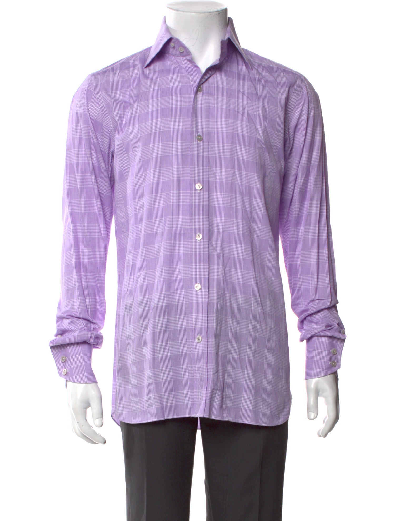 Tom Ford Plaid Print Long Sleeve Dress Shirt