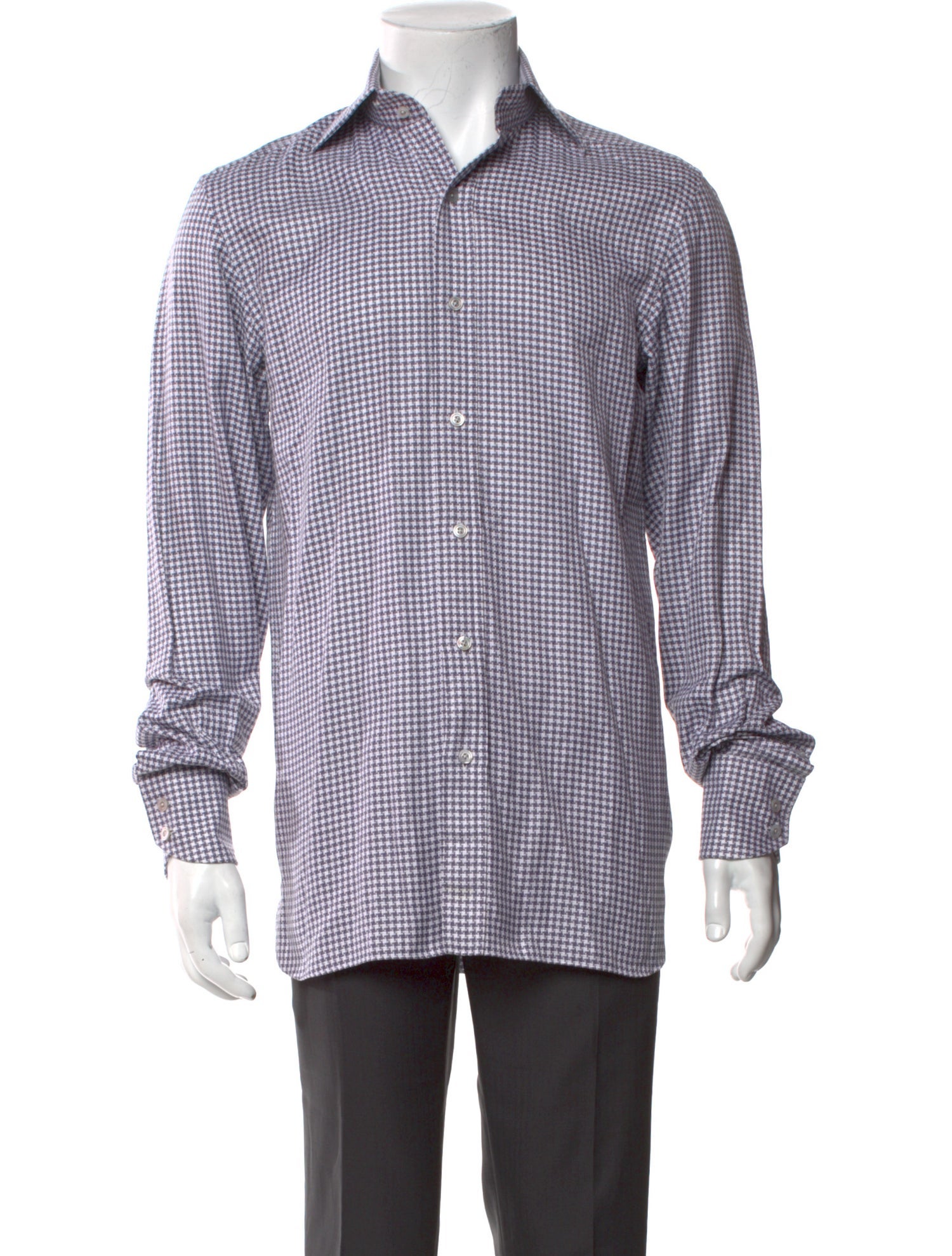 Tom Ford Houndstooth Print Long Sleeve Dress Shirt