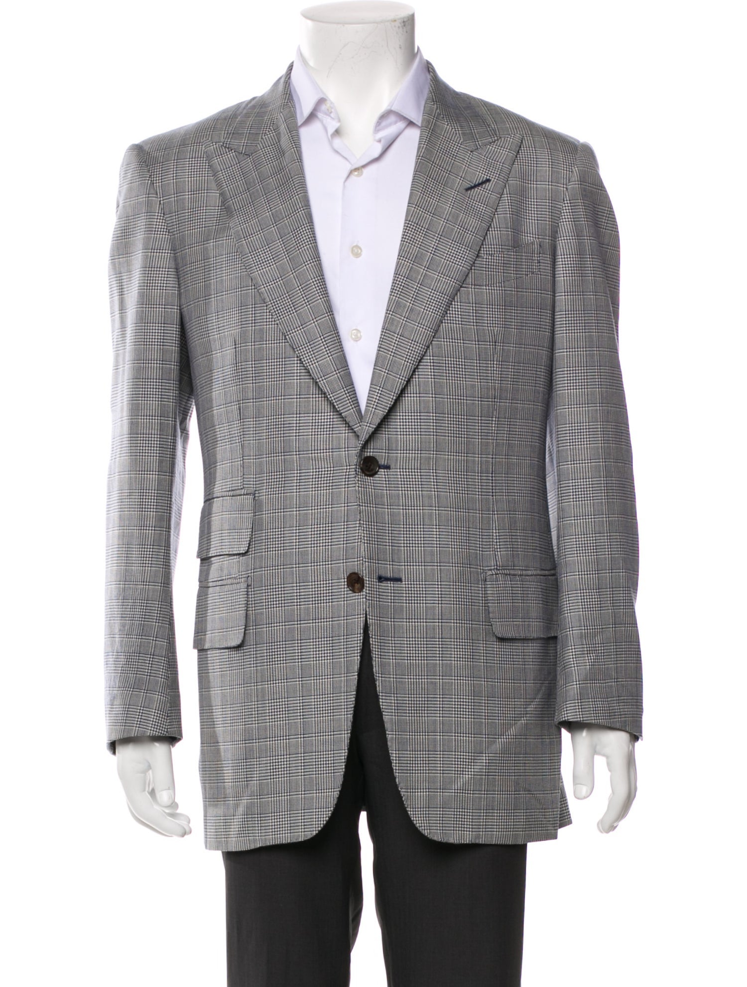 Tom Ford Wool Plaid Print Blazer