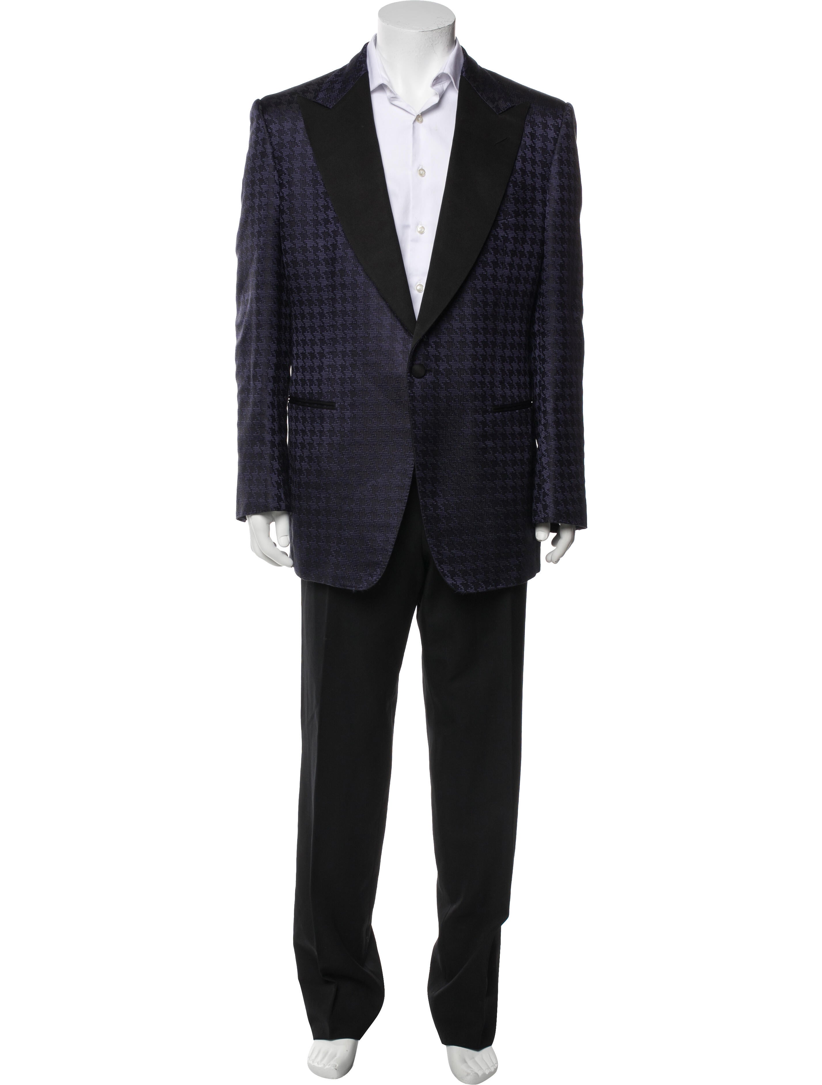 Tom Ford Silk Houndstooth Print Two-Piece Suit