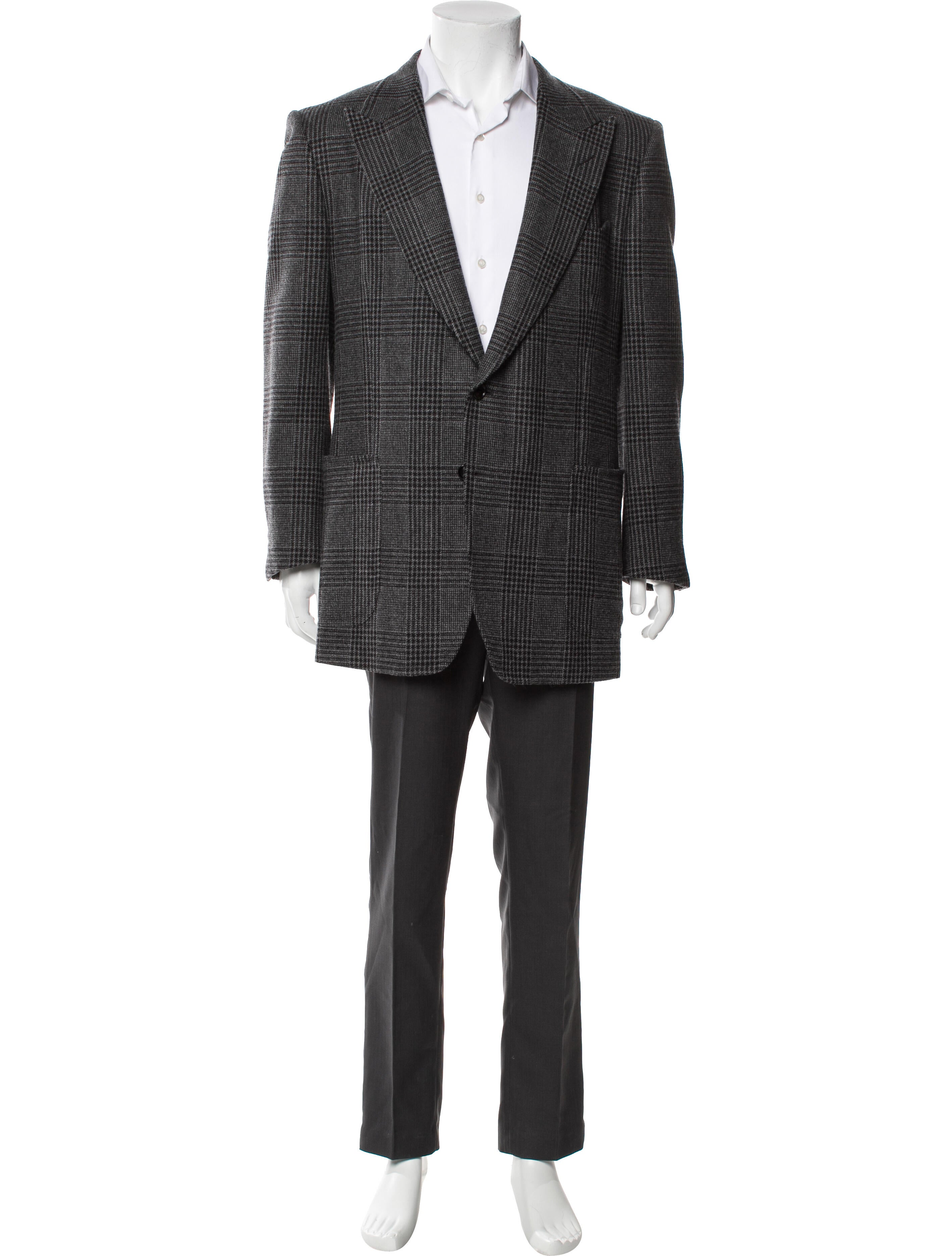 Tom Ford Wool Plaid Print Blazer
