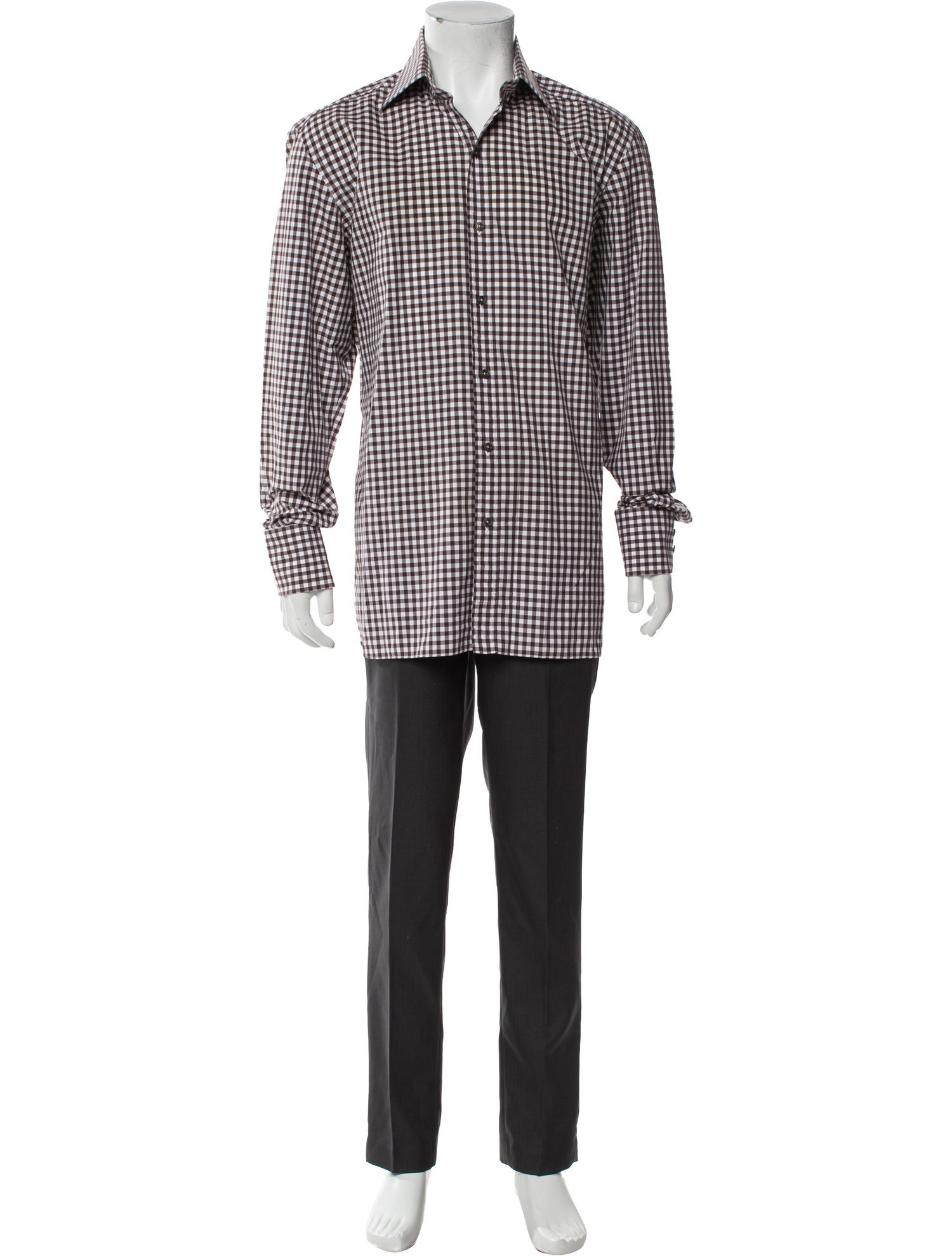 Tom Ford Plaid Print Long Sleeve Shirt