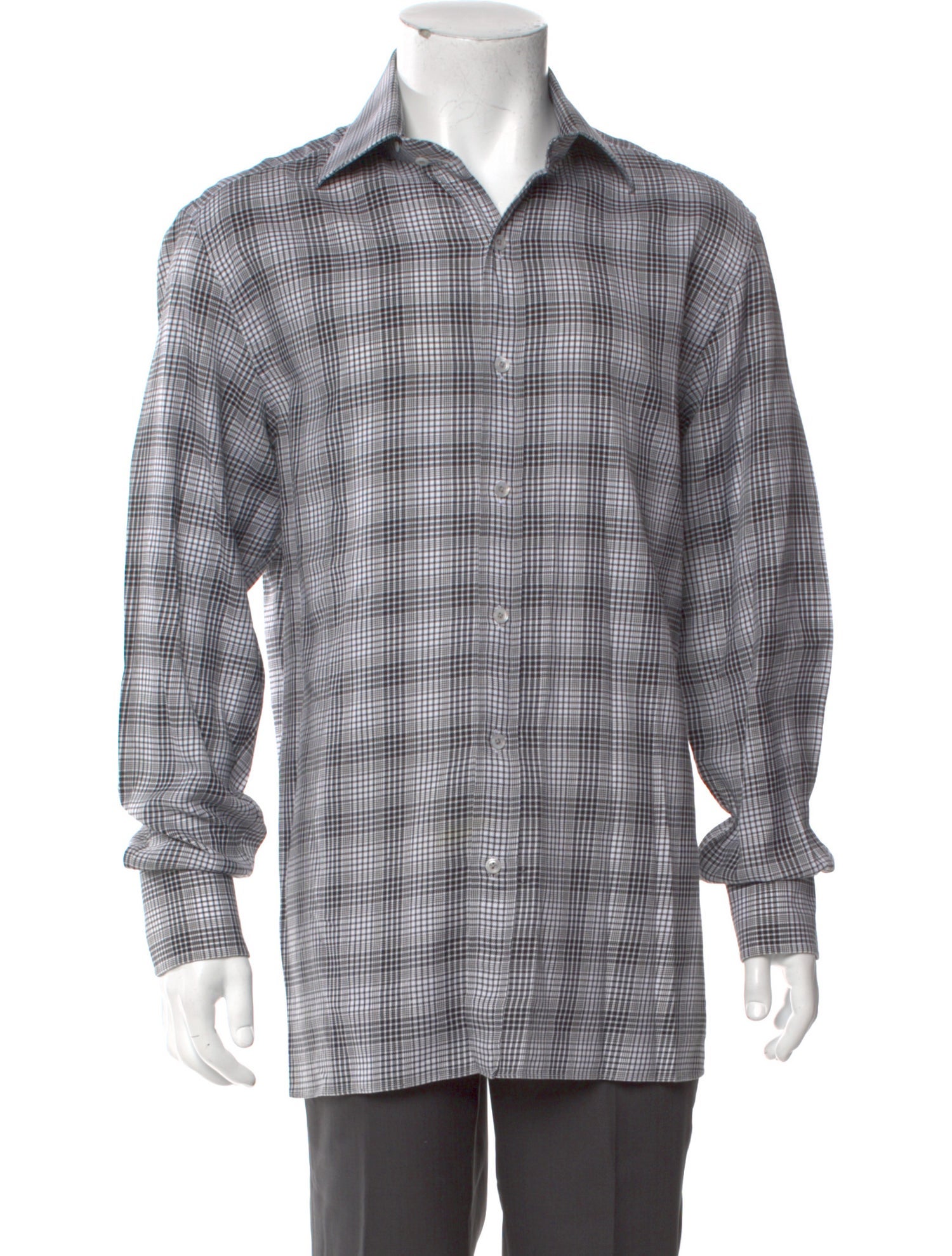 Tom Ford Plaid Print Long Sleeve Dress Shirt
