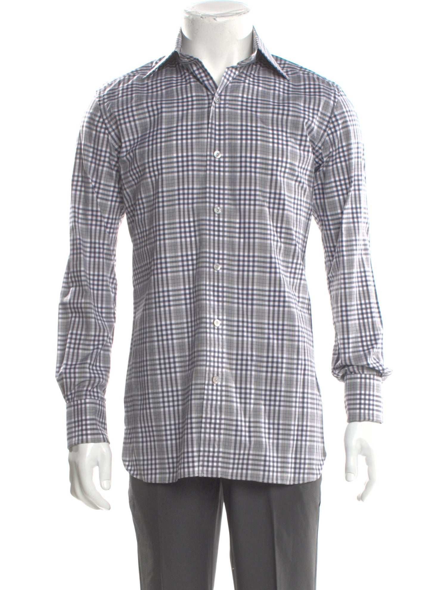 Tom Ford Plaid Print Long Sleeve Dress Shirt