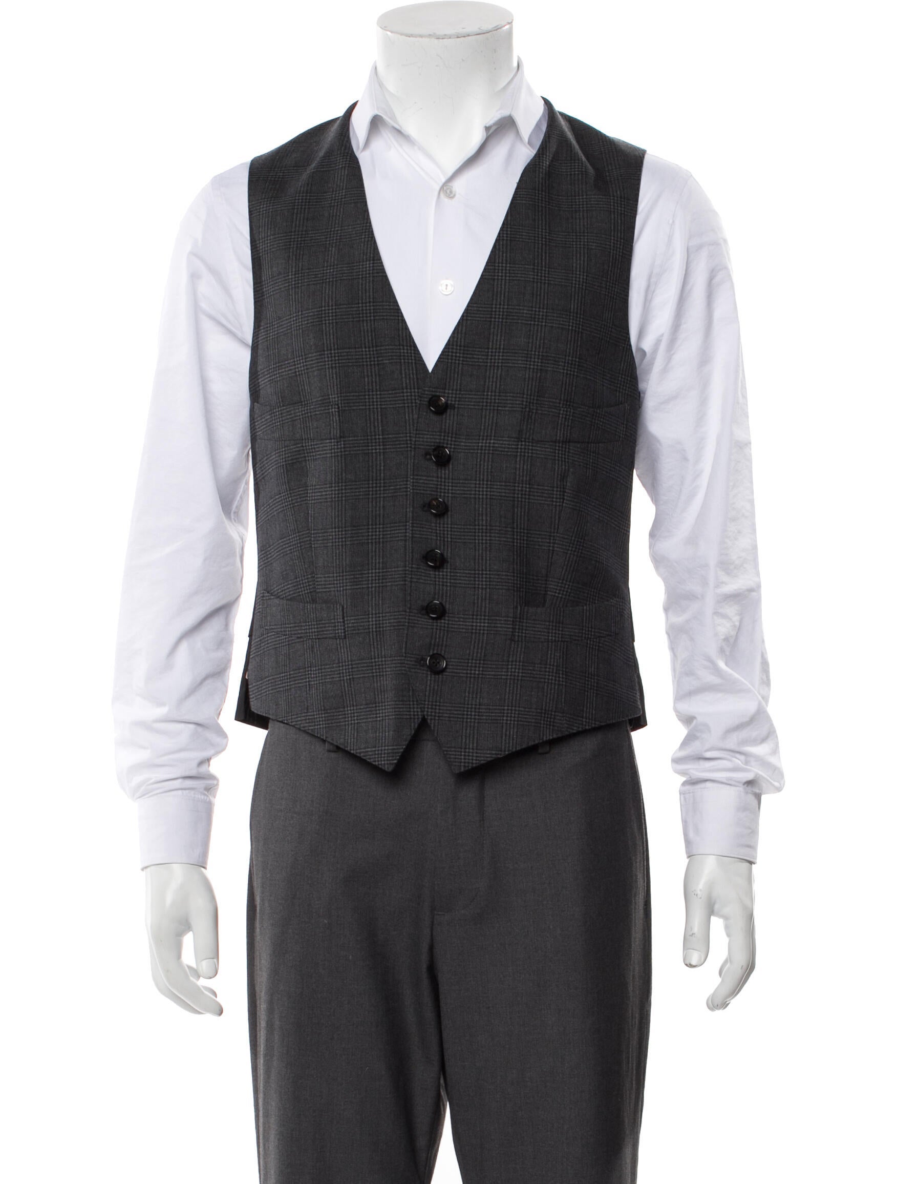 Tom Ford Wool Plaid Print Suit Vest w/ Tags