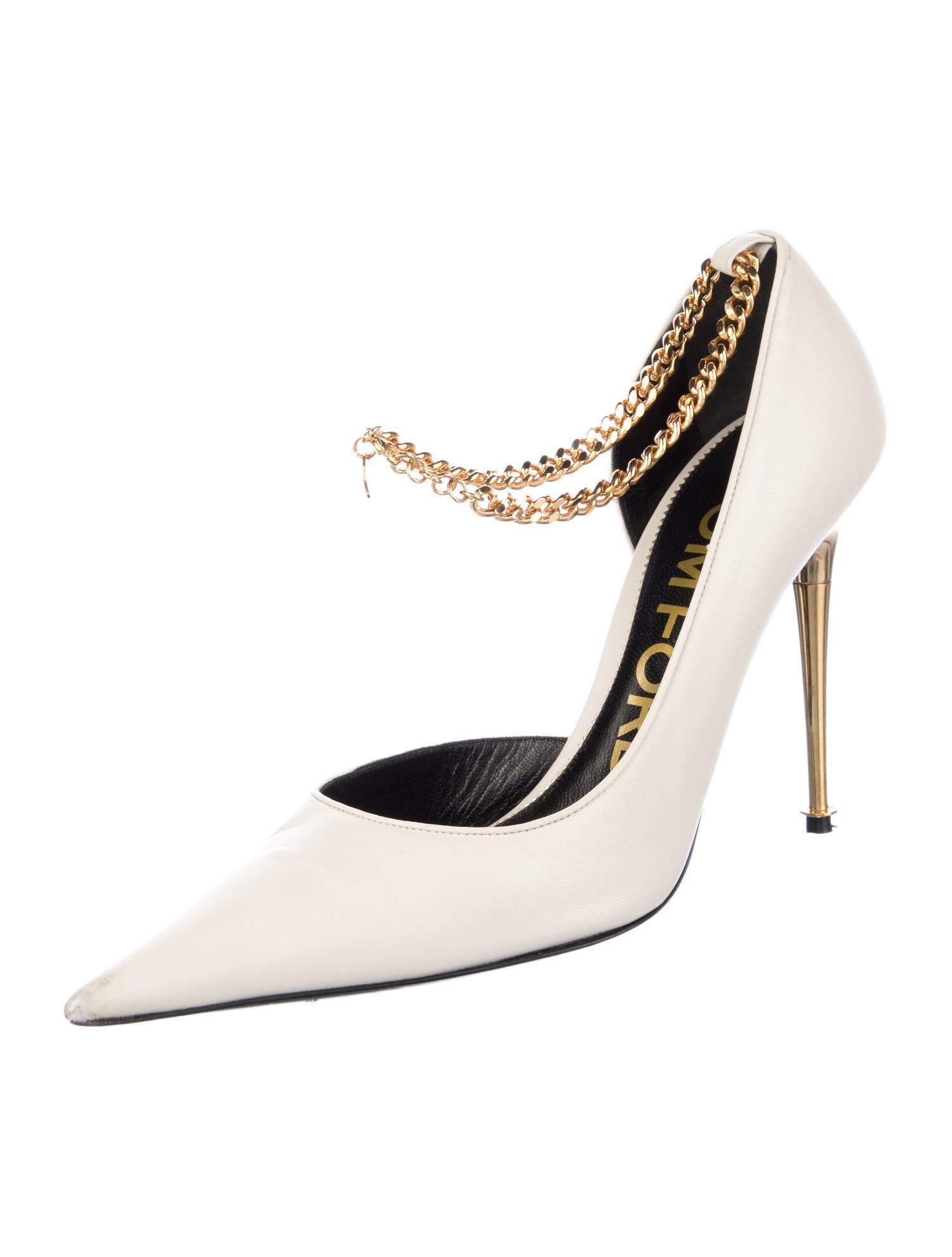 Tom Ford Leather Chain-Link Accents D'Orsay Pumps