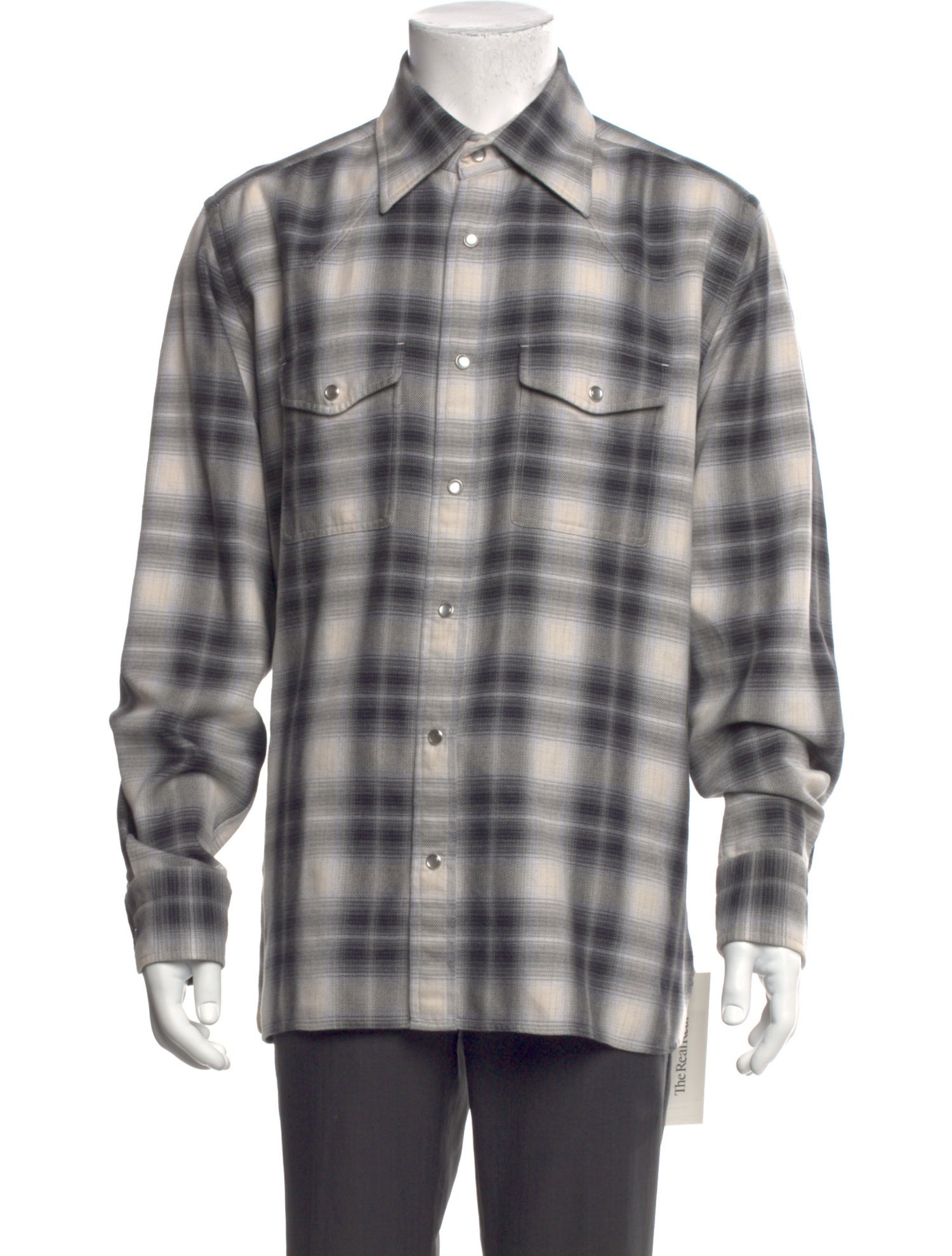 Tom Ford Plaid Print Long Sleeve Western Shirt
