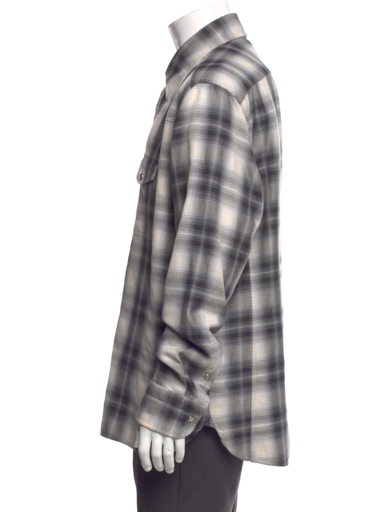 Tom Ford Plaid Print Long Sleeve Western Shirt