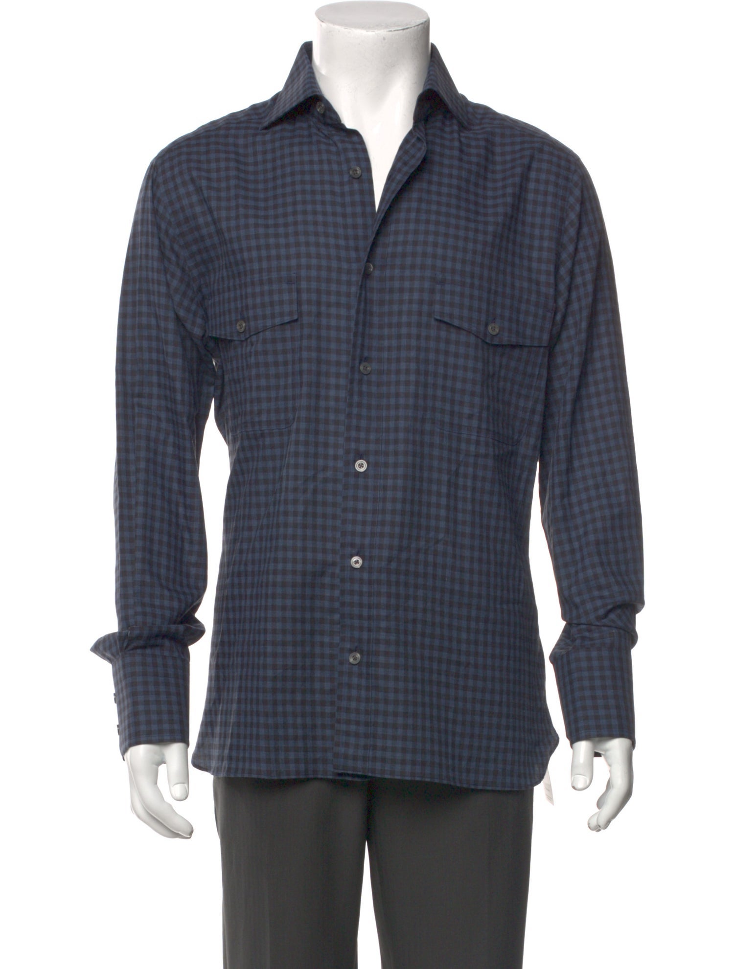 Tom Ford Plaid Print Long Sleeve Dress Shirt