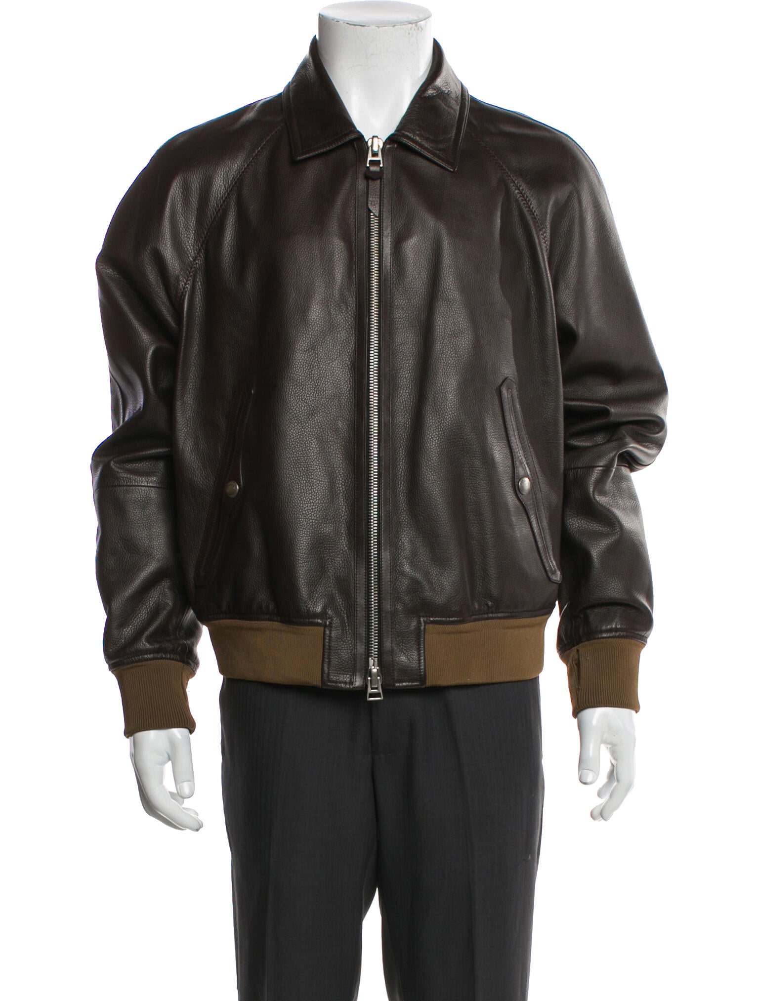 Tom Ford Lamb Leather Colorblock Pattern Bomber Jacket