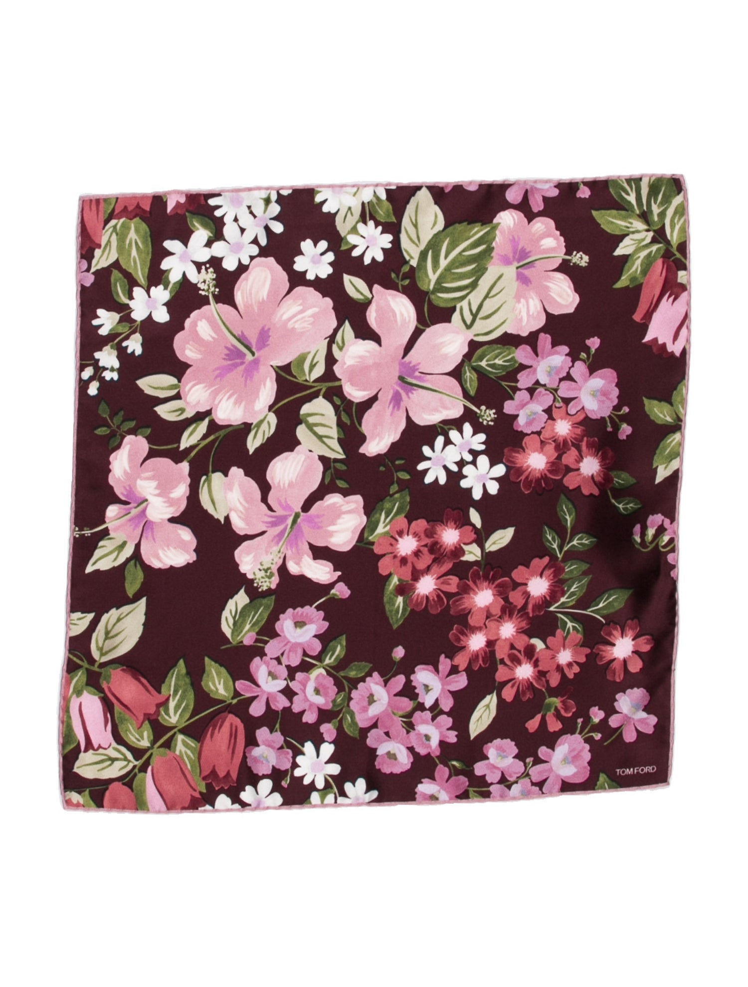 Tom Ford Pink Pattern Printed Pocket Square