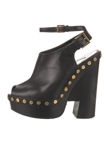 Pre-owned Tom Ford Leather Studded Accents Slingback Pumps In Black