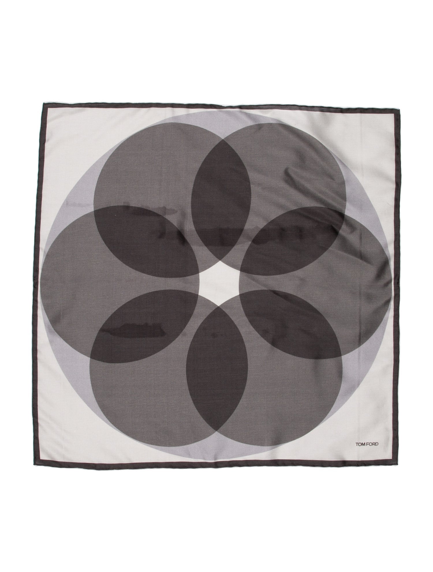 Tom Ford Satin Grey Pattern Print Handkerchief