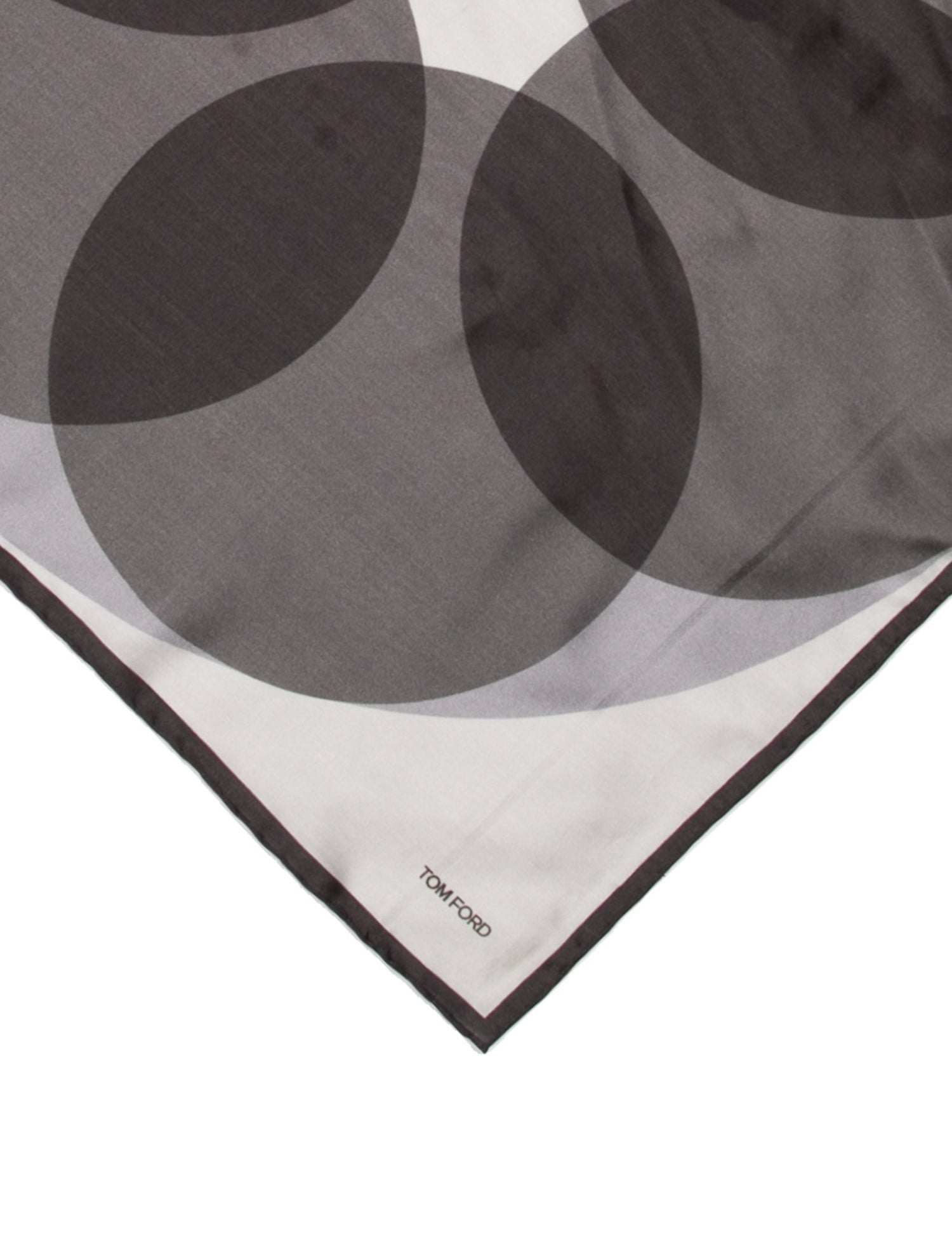 Tom Ford Satin Grey Pattern Print Handkerchief