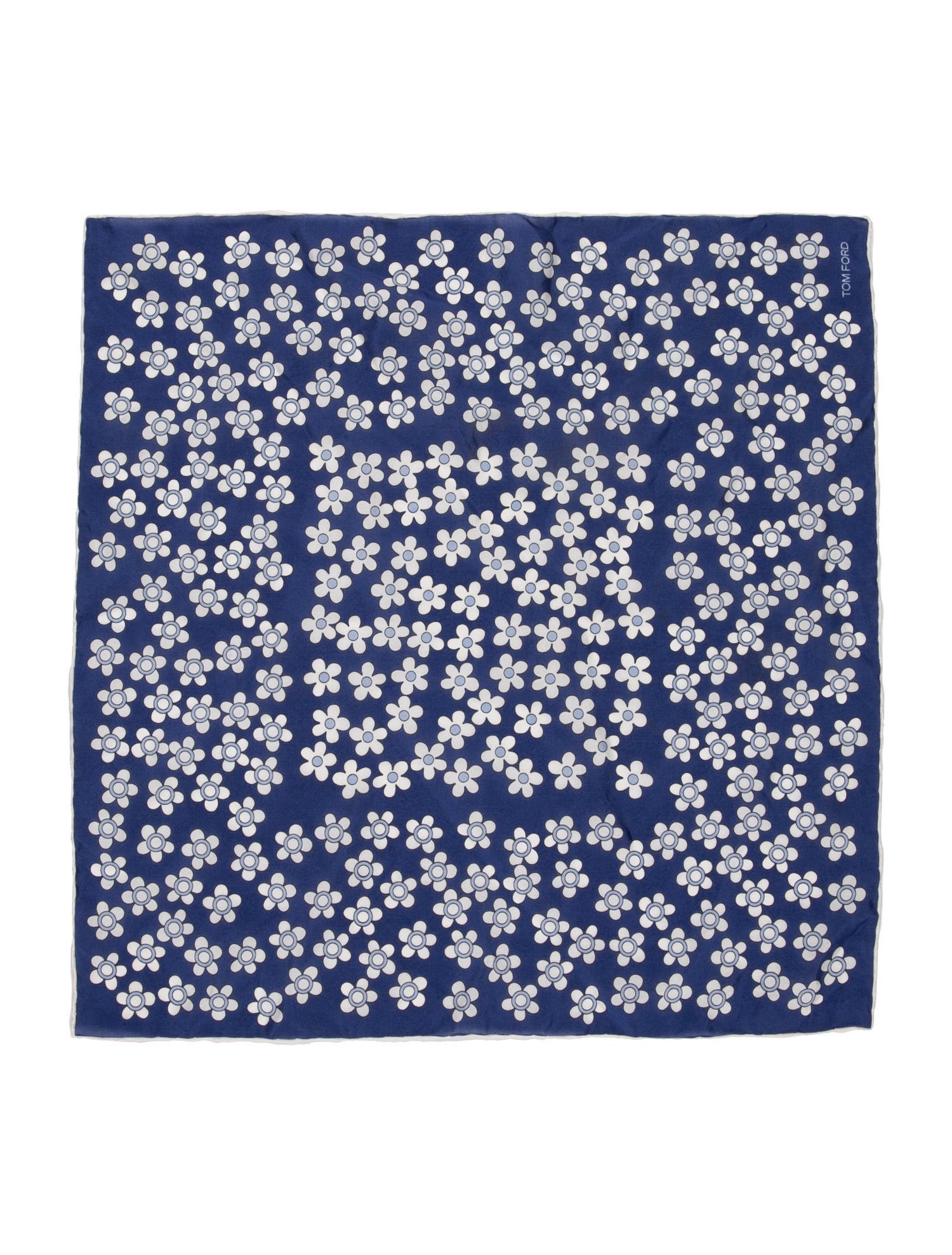 Tom Ford Blue silk pattern printed pocket square