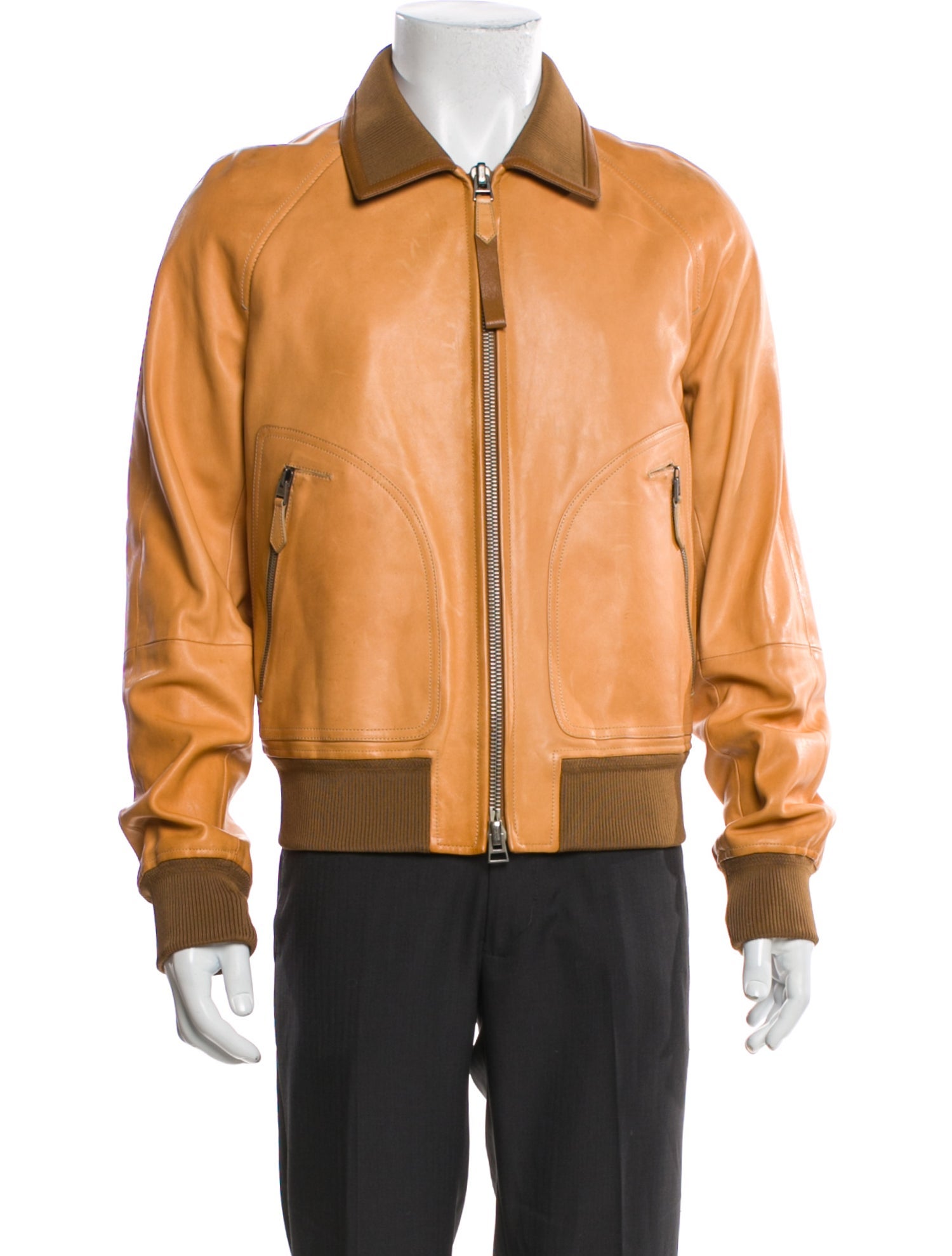 Tom Ford Lambskin Colorblock Pattern Bomber Jacket