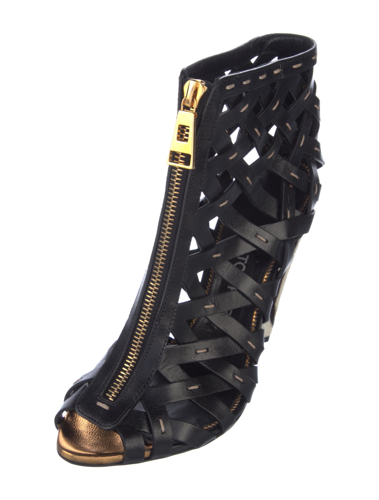 Tom Ford Leather Cutout Accent Pumps