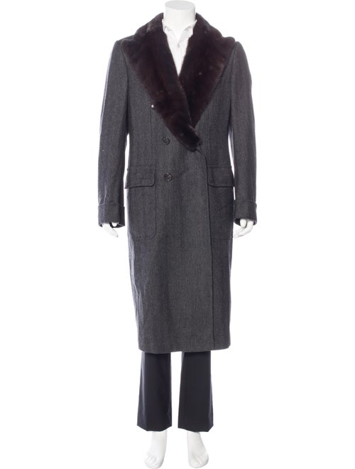 Tom Ford Mink Fur-Trimmed Herringbone Wool Overcoat