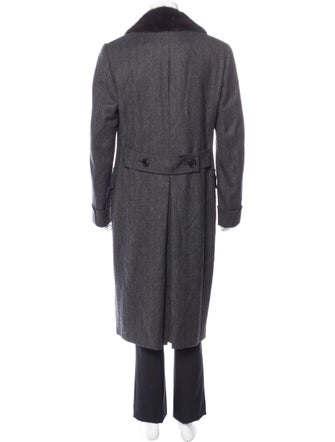 Tom Ford Mink Fur-Trimmed Herringbone Wool Overcoat