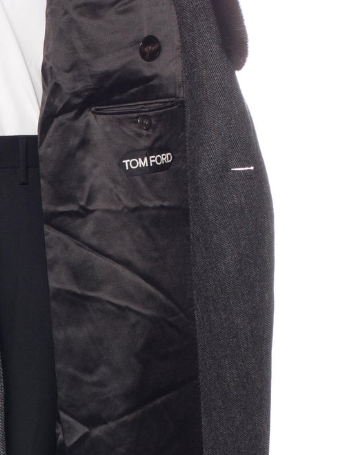 Tom Ford Mink Fur-Trimmed Herringbone Wool Overcoat