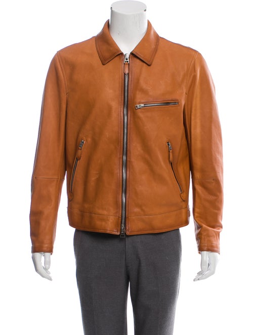 Tom Ford Leather Zip Jacket cognac