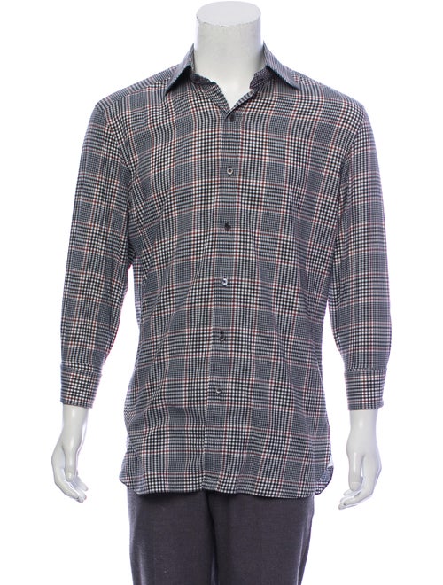 Tom Ford Patterned Button-Up Shirt navy