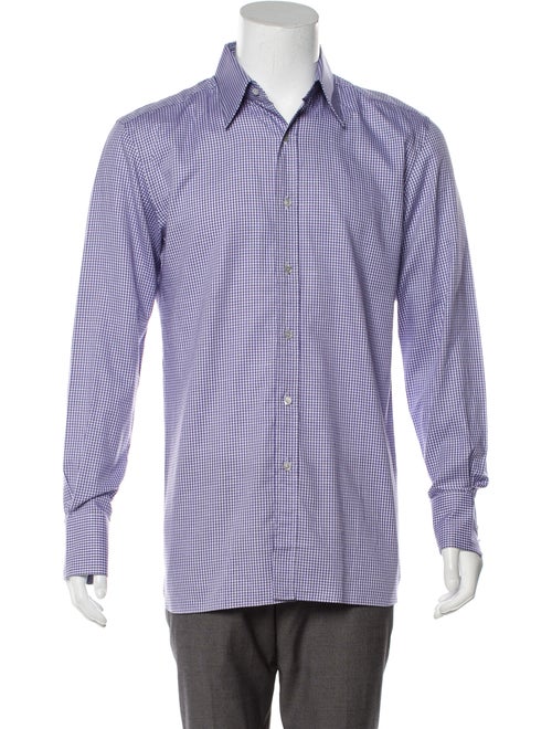 Tom Ford Checkered Long Sleeve Shirt purple