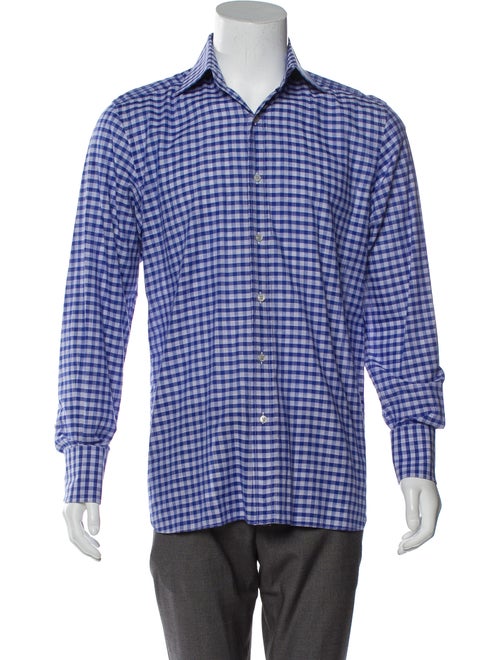 Tom Ford Checkered Woven Shirt blue
