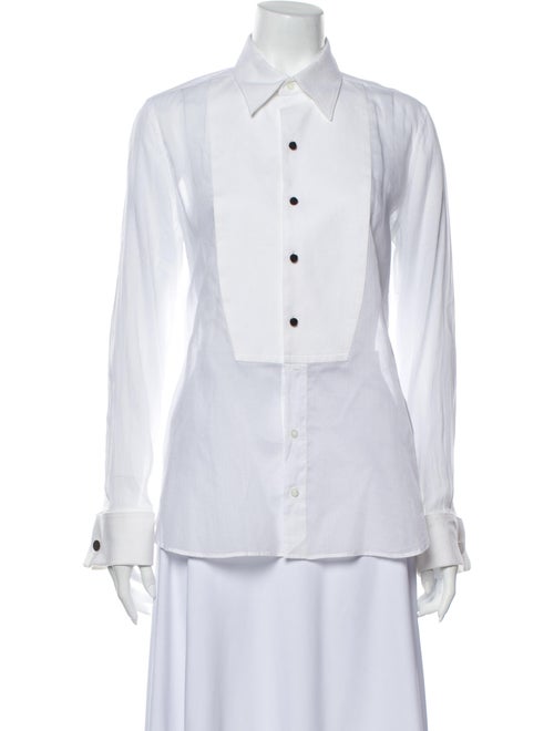 Tom Ford Long Sleeve Button-Up Top White