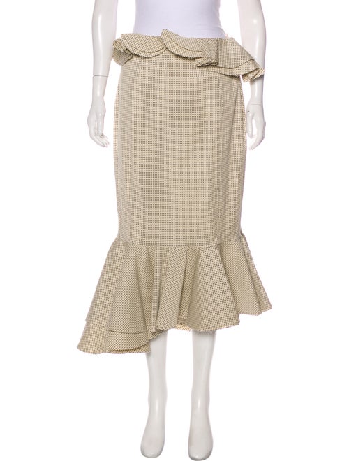 Brock Collection Gingham Midi Skirt Beige