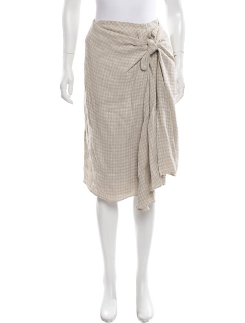 Brock Collection Linen Plaid Skirt Beige