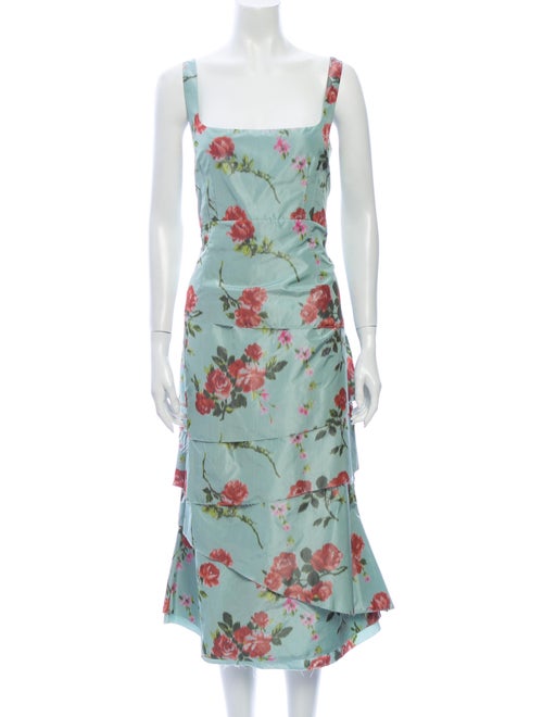 Brock Collection Floral Print Midi Length Dress w/
