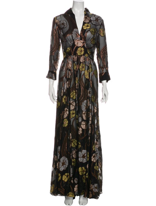Brock Collection Patterned Long Dress Black