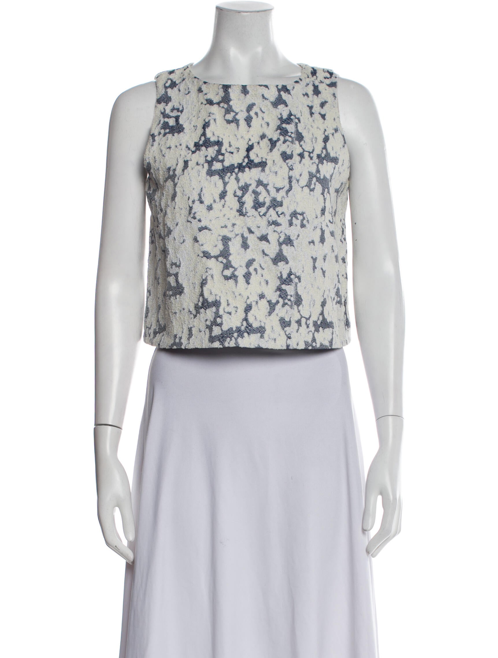 Brock Collection Floral Print Bateau Neckline Crop Top