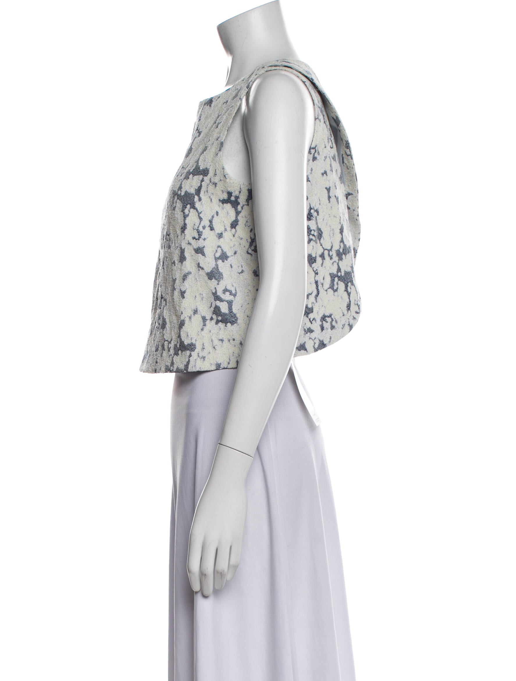 Brock Collection Floral Print Bateau Neckline Crop Top