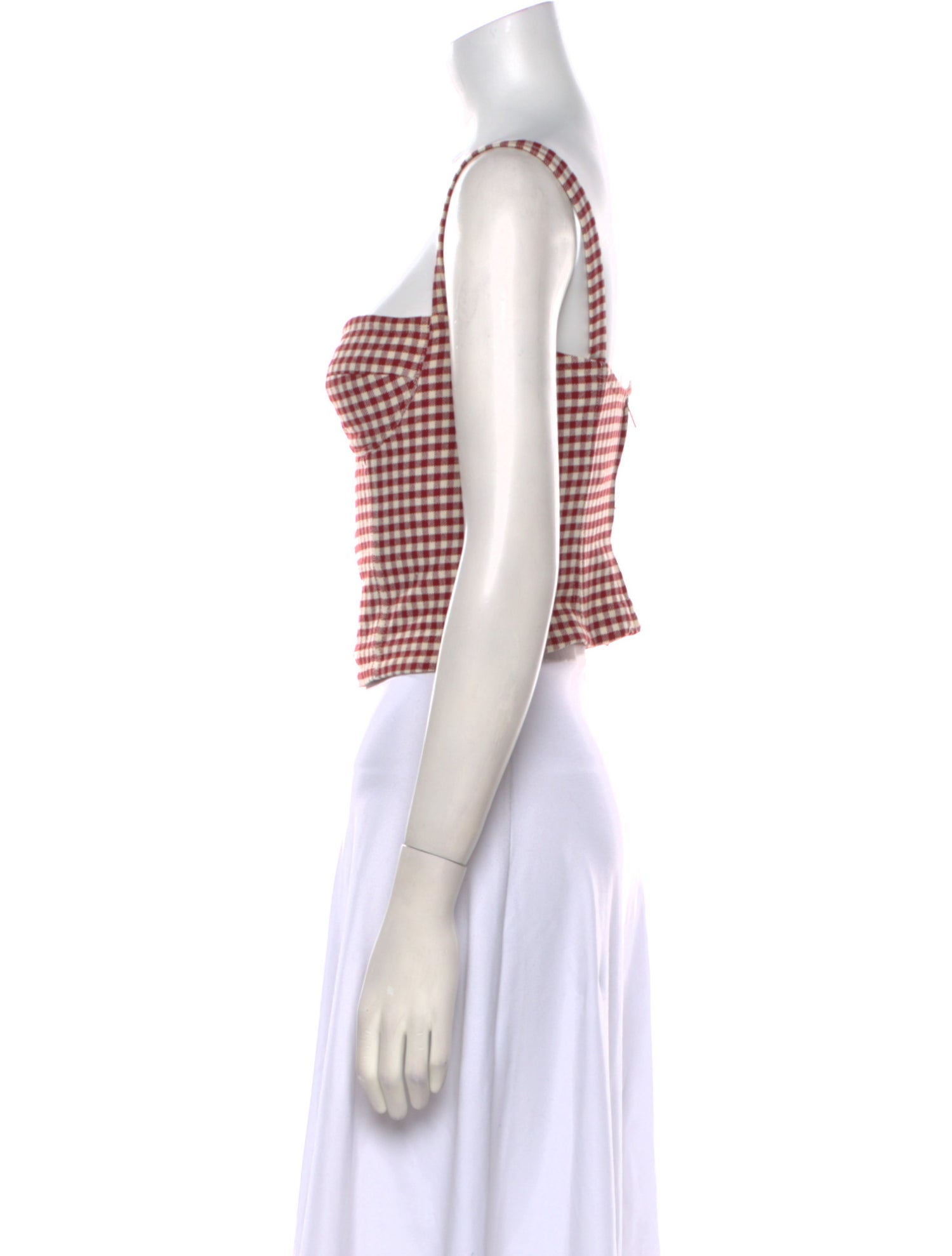 Brock Collection Plaid Print Square Neckline Crop Top