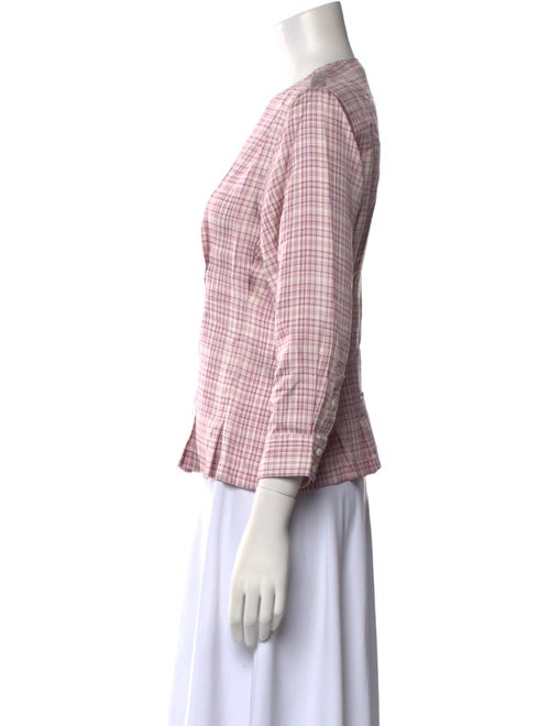 Brock Collection Silk Plaid Print Button-Up Top