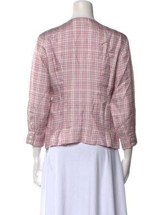 Brock Collection Silk Plaid Print Button-Up Top