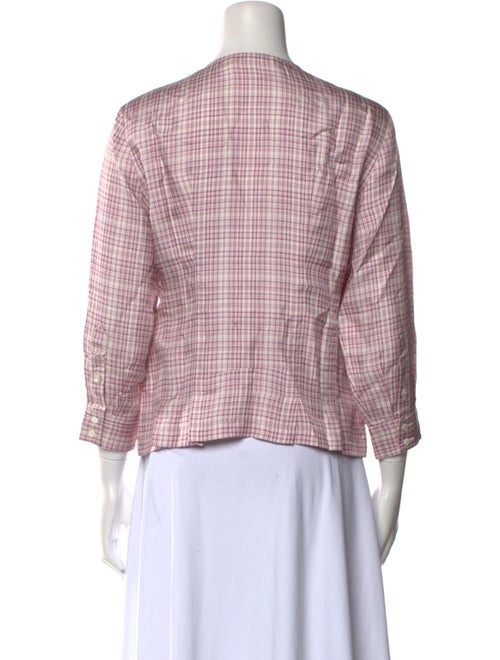 Brock Collection Silk Plaid Print Button-Up Top