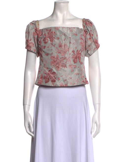 Brock Collection Floral Print Square Neckline Crop Top