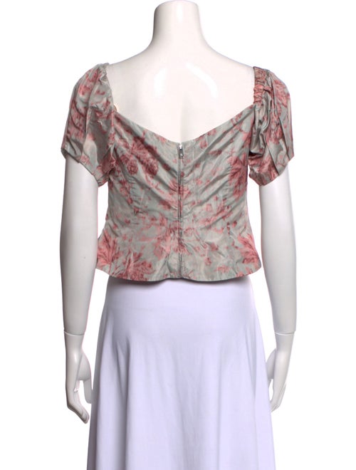Brock Collection Floral Print Square Neckline Crop Top