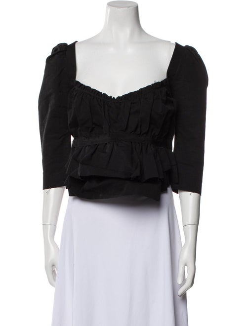 Brock Collection Square Neckline Three-Quarter Sleeve Crop Top