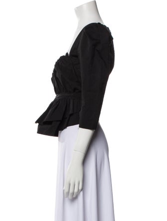 Brock Collection Square Neckline Three-Quarter Sleeve Crop Top