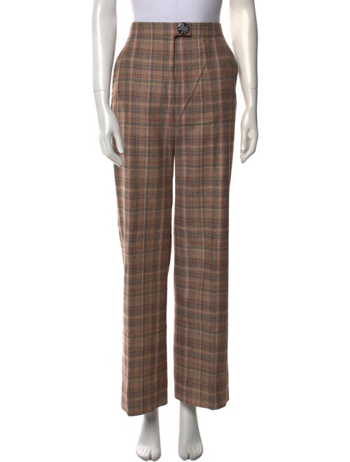 Brock Collection Plaid Print Wide Leg Pants