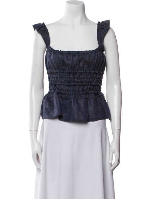 Brock Collection Linen Square Neckline Crop Top