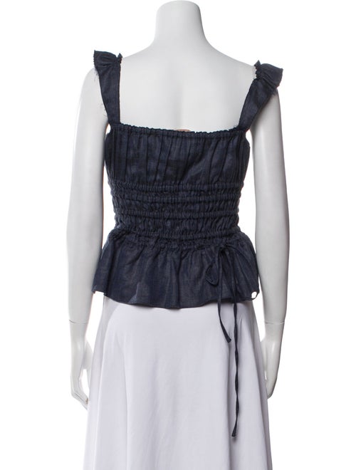 Brock Collection Linen Square Neckline Crop Top