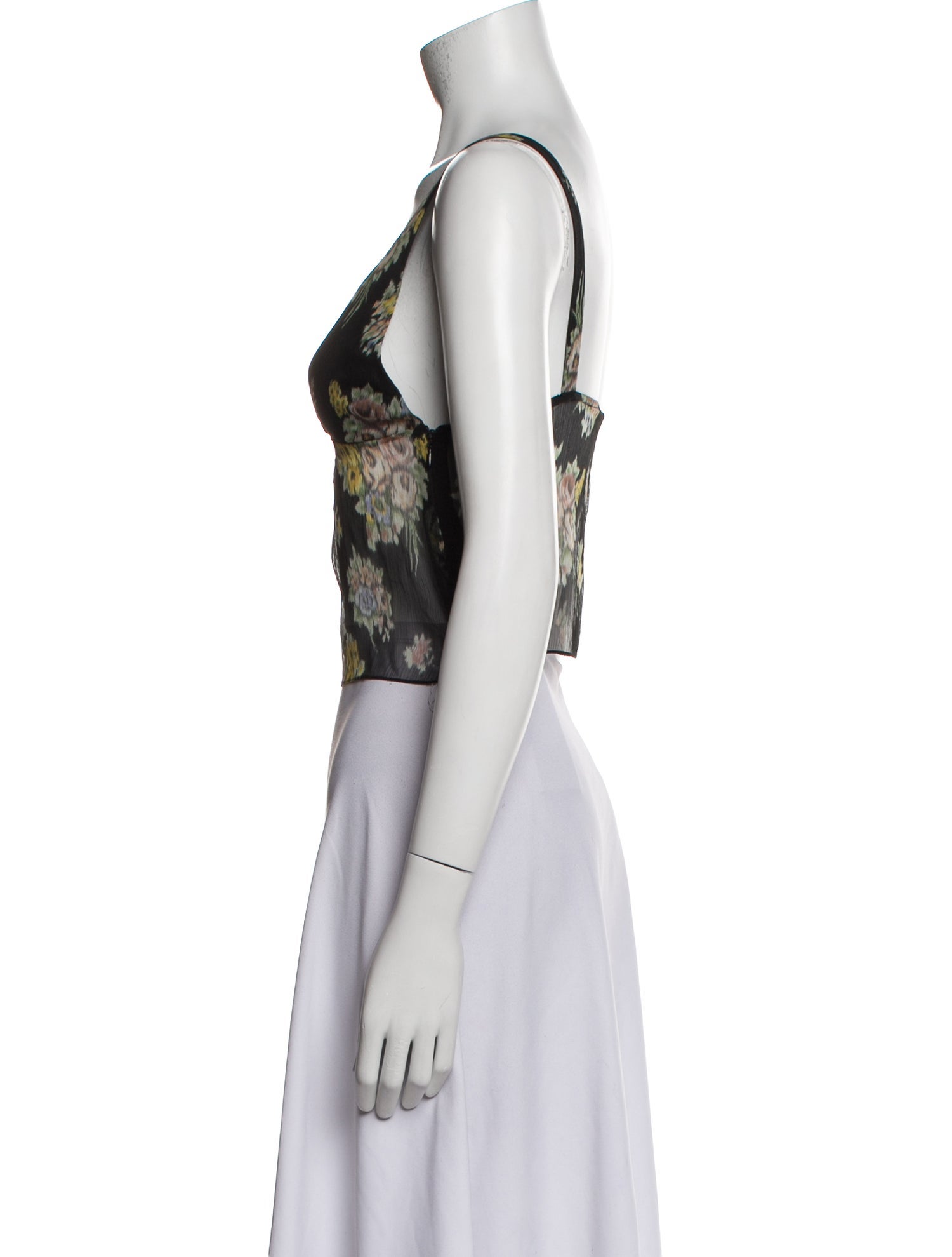 Brock Collection Silk Floral Print Crop Top