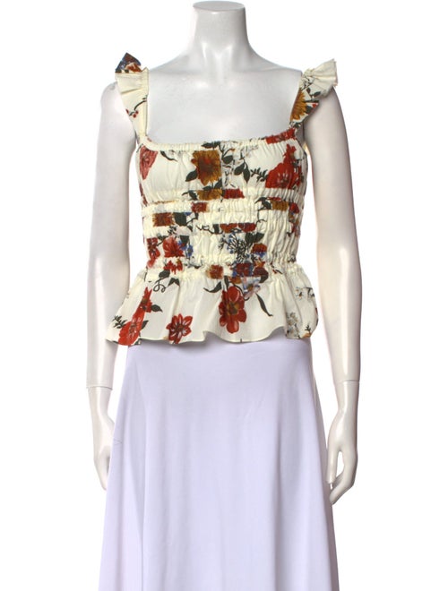 Brock Collection Floral Print Square Neckline Crop Top